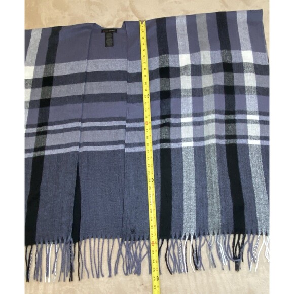 Banana Republic Cashmere Blend Blanket Wrap Purple Plaid One Size Soft Cozy - Picture 4 of 12